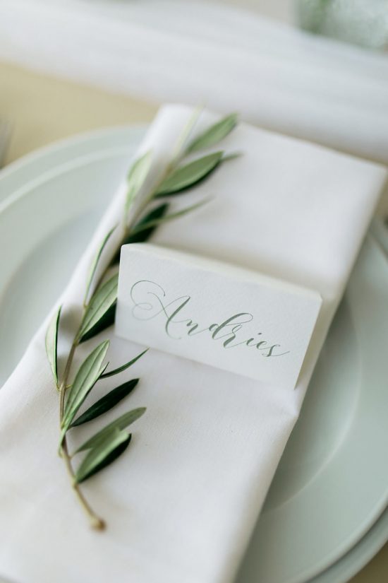 Olive inspired wedding place cards ⋆ Bright White